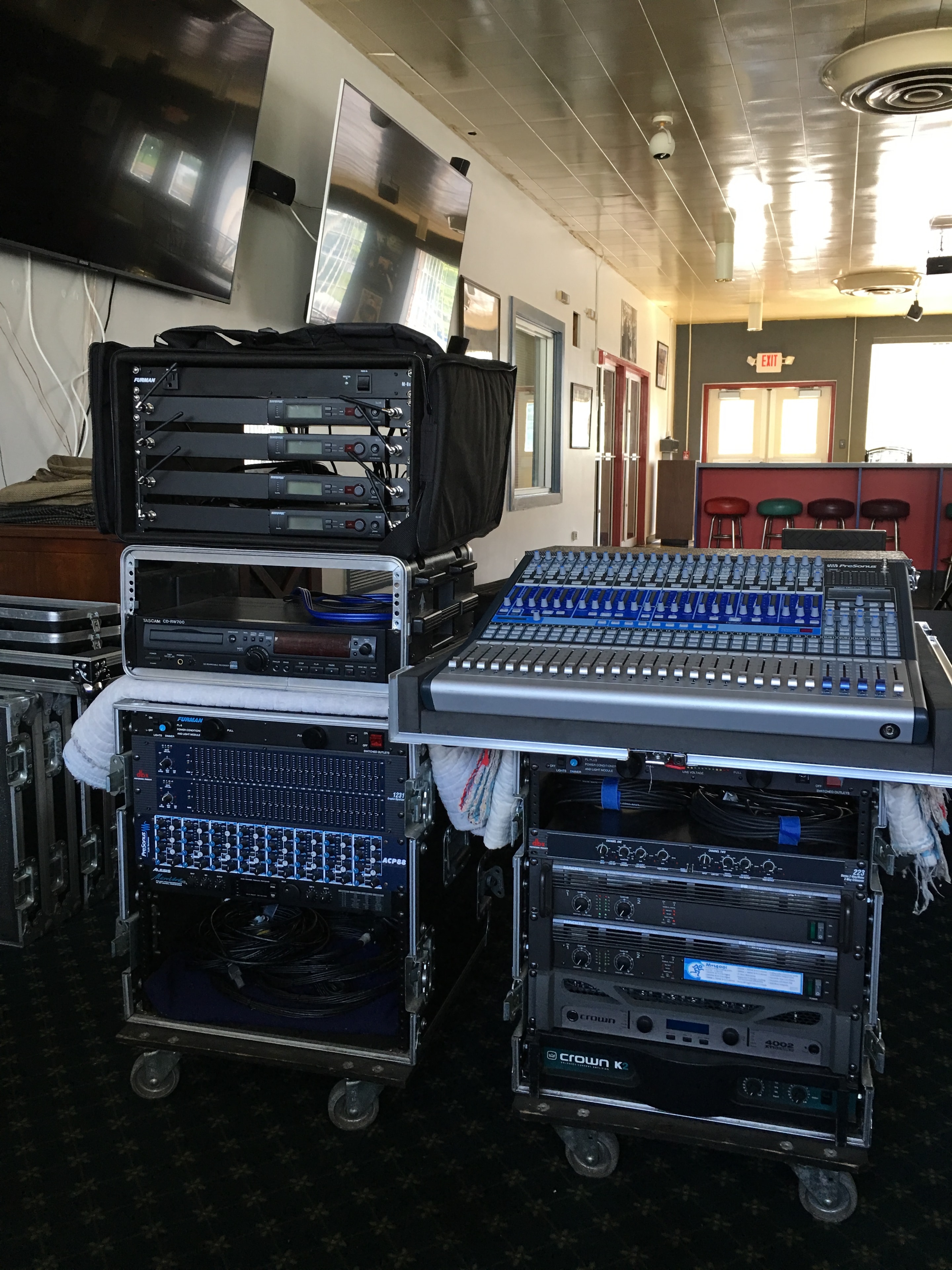 Professional audio equipment racks